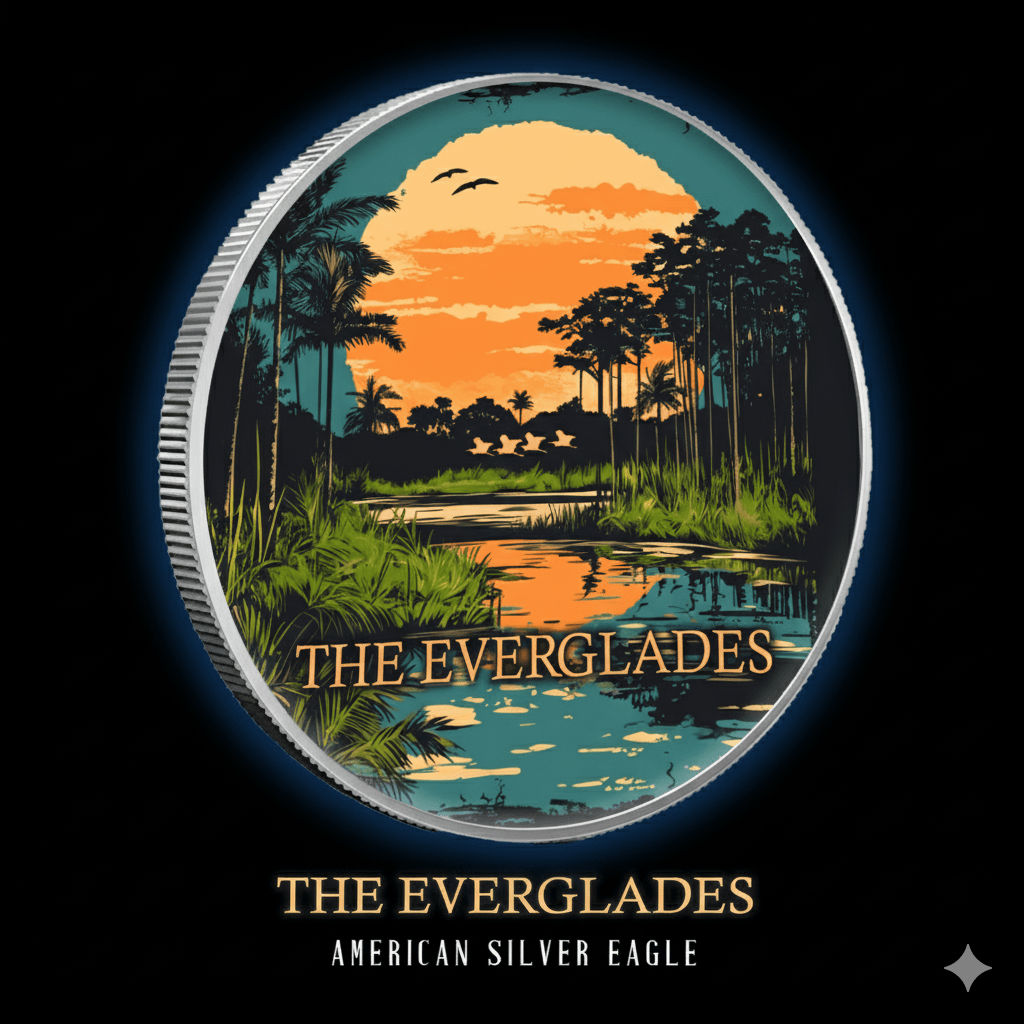 2024 Silver Eagle Everglades National Park .999 Silver 1oz Coin Colorized - Captain’s Chest Bullion