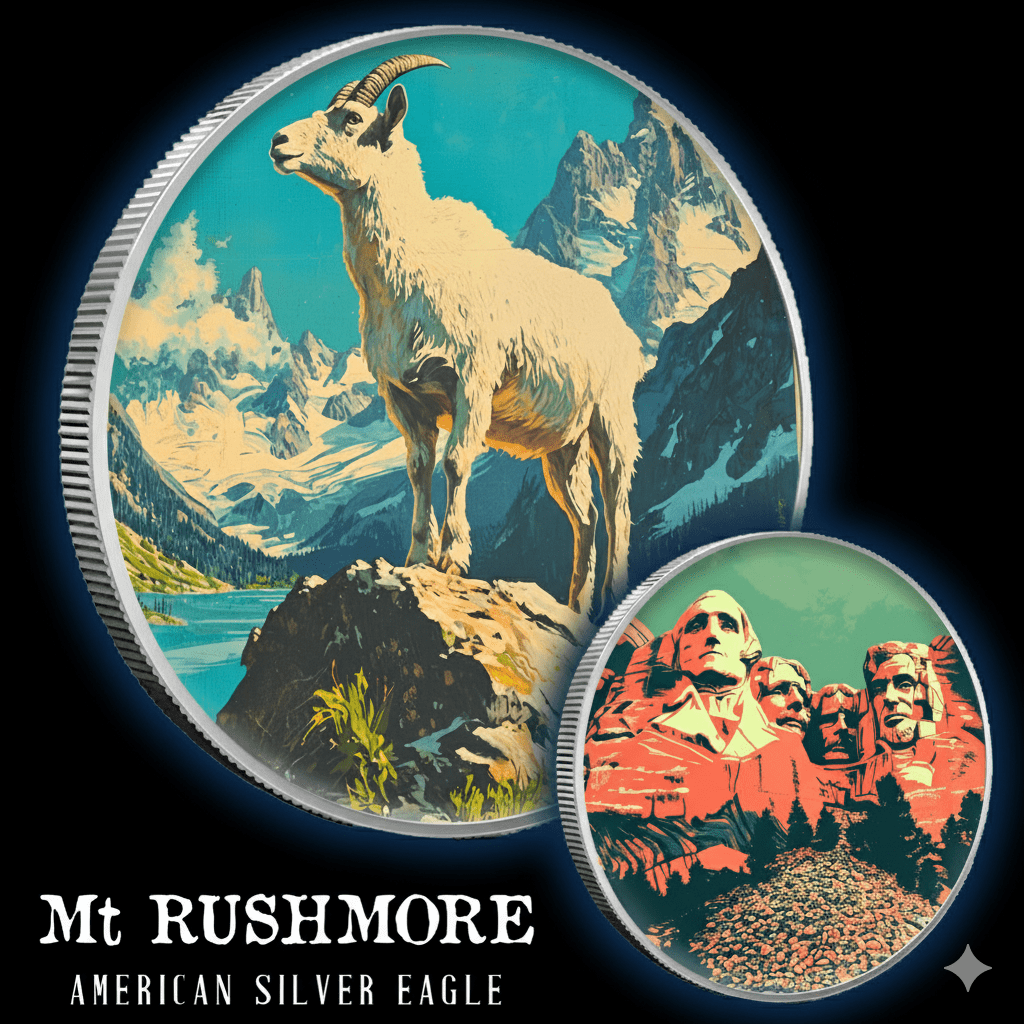 2024 Silver Eagle Mount Rushmore 1oz .999 Silver Coin Colorized - Captain’s Chest Bullion