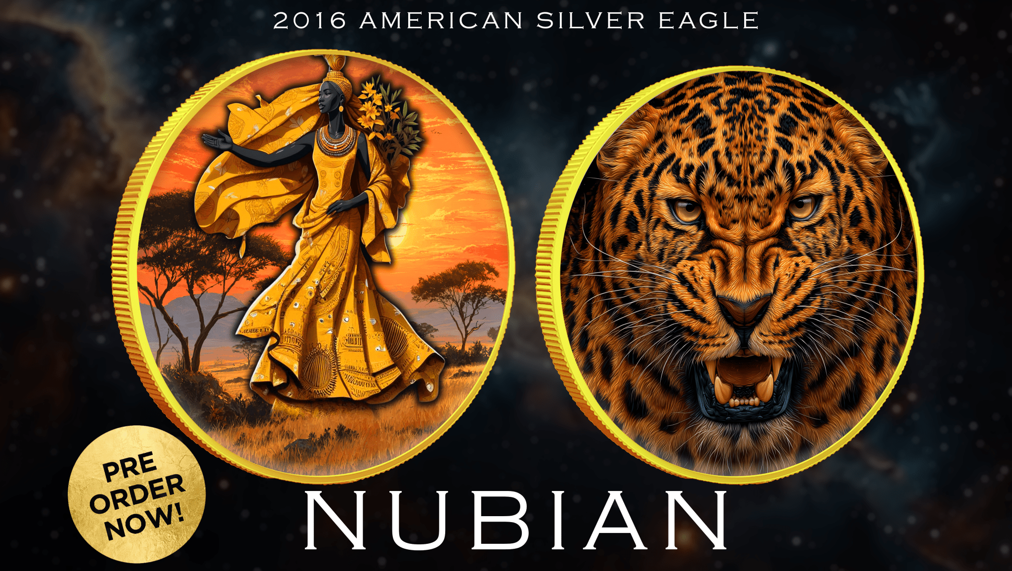 2025 Silver Eagle "Nubian" 1oz Colorized .999 Silver Coin - Captain’s Chest Bullion