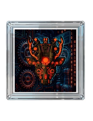 2026 Cameroon 2oz Steampunk Mech Antlers Gold Gilded Silver with UV Effect - Captain’s Chest Bullion