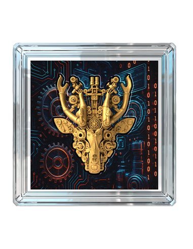 2026 Cameroon 2oz Steampunk Mech Antlers Gold Gilded Silver with UV Effect - Captain’s Chest Bullion