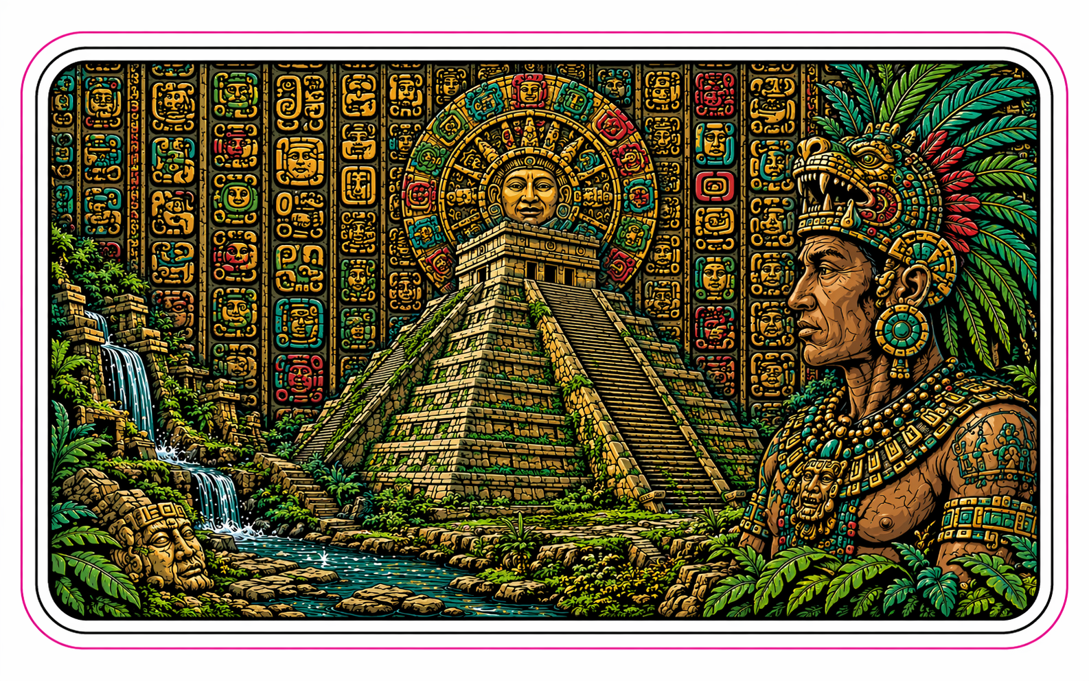 2026 Mayan Temple Antique Colorized Copper 5oz .999 Bar - Captain’s Chest Bullion