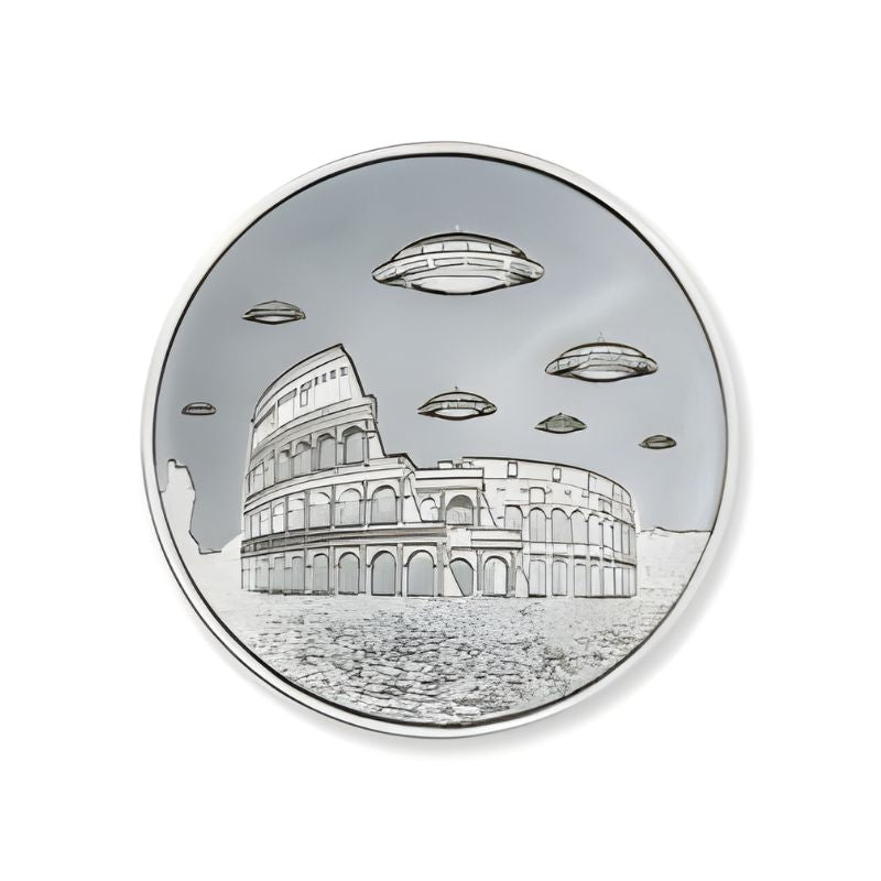 Intaglio UFOs Over Rome 1 Troy Ounce 39mm .999 Silver - Captain’s Chest Bullion