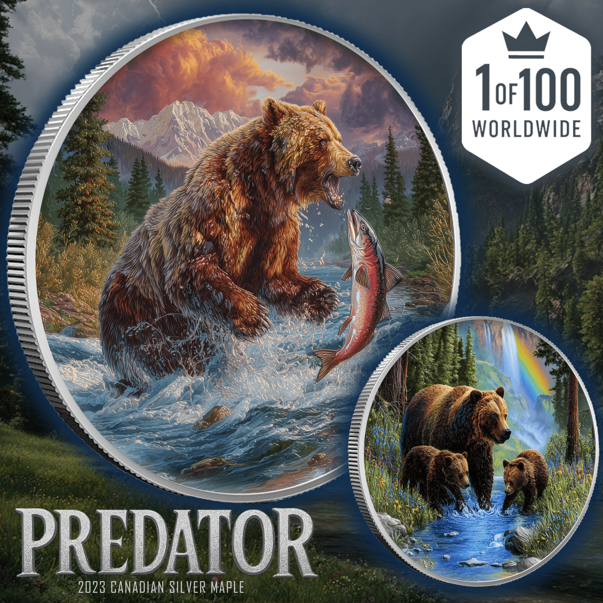 2023 Canada Maple Predator Grizzly Bear 1oz .9999 Silver Coin - Captain’s Chest Bullion