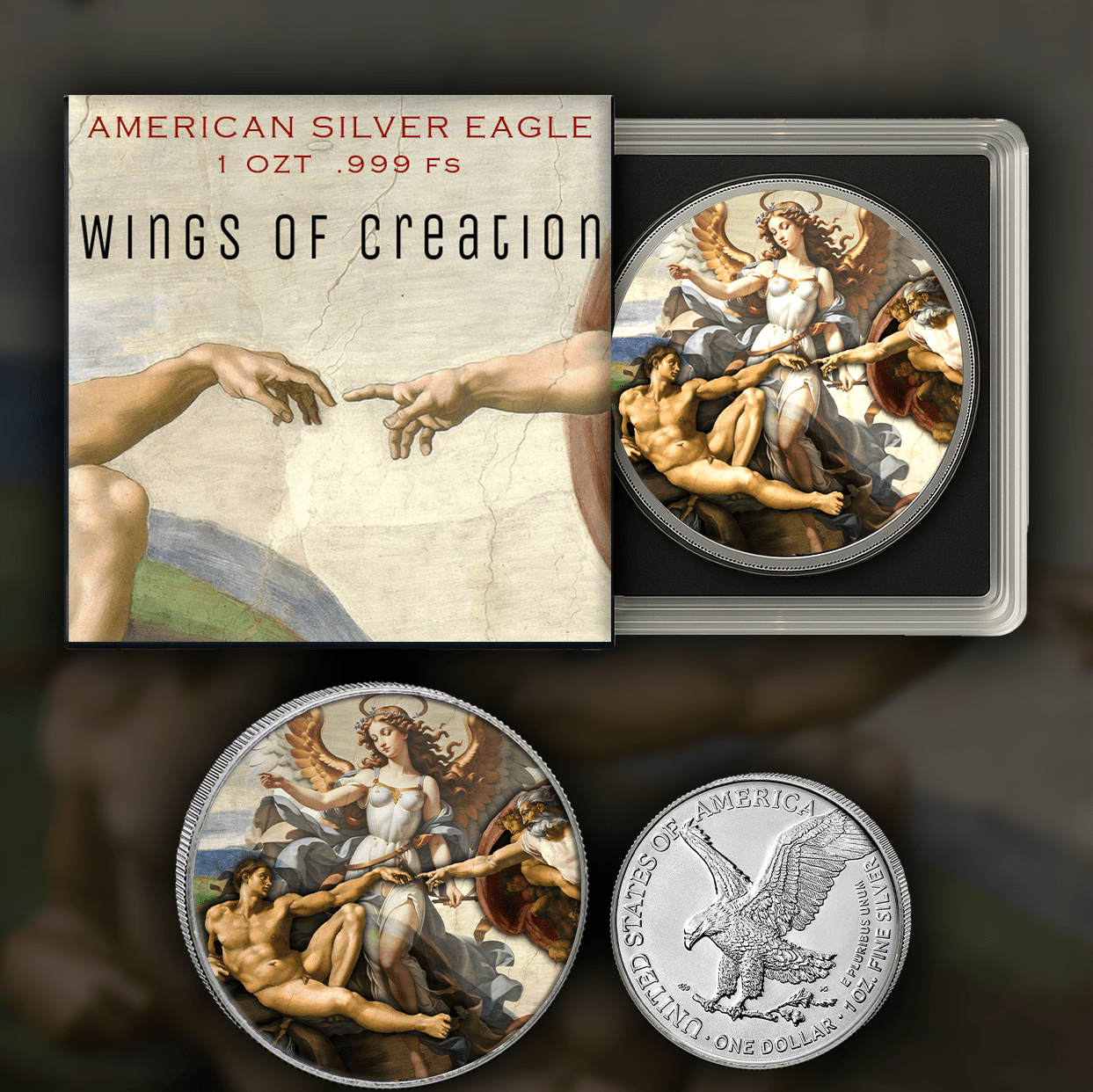 2024 Silver Eagle Colorized Wings of Creation 1oz .999 Silver - Captain’s Chest Bullion