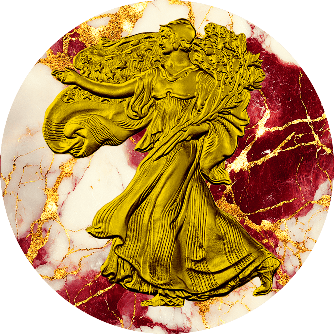 2024 Silver Eagle Marble w/ Gold Gild Edition 1oz .999 Silver Coin - Captain’s Chest Bullion