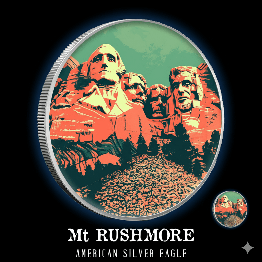 2024 Silver Eagle Mount Rushmore 1oz .999 Silver Coin Colorized - Captain’s Chest Bullion