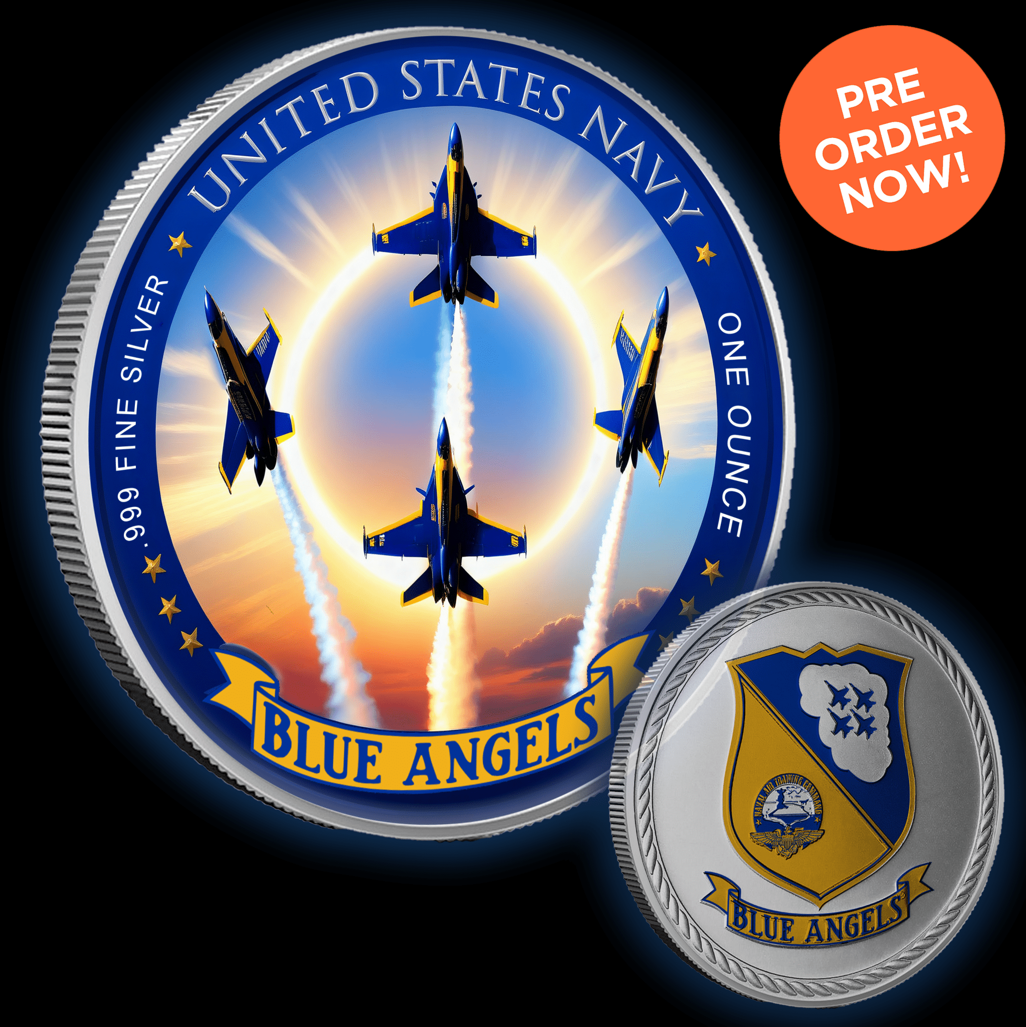 2025 Colorized Blue Angels Minted .999 Silver Medal - Captain’s Chest Bullion