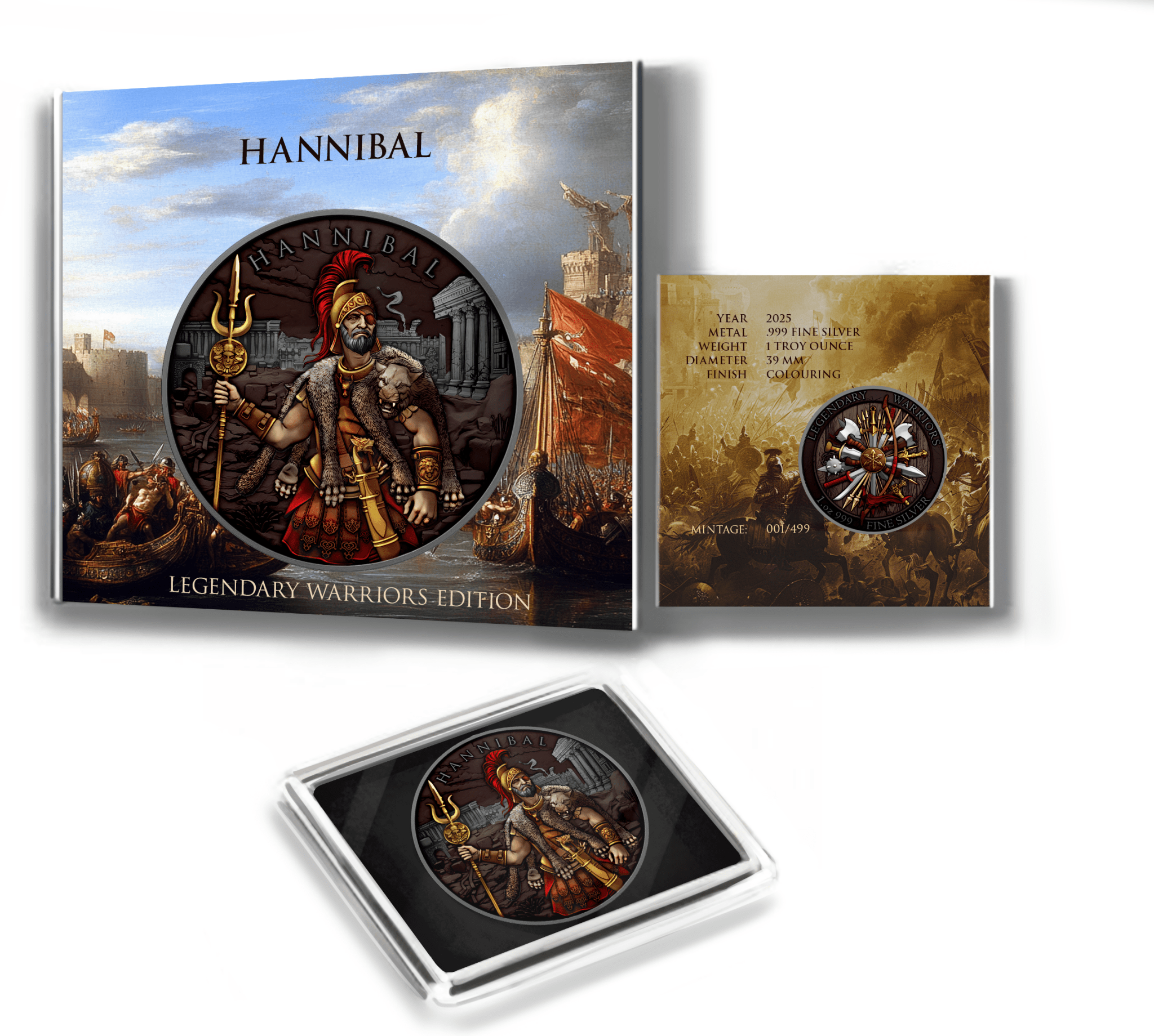 2025 Legendary Warriors Hannibal 1oz .999 Silver Colorized Round - Captain’s Chest Bullion