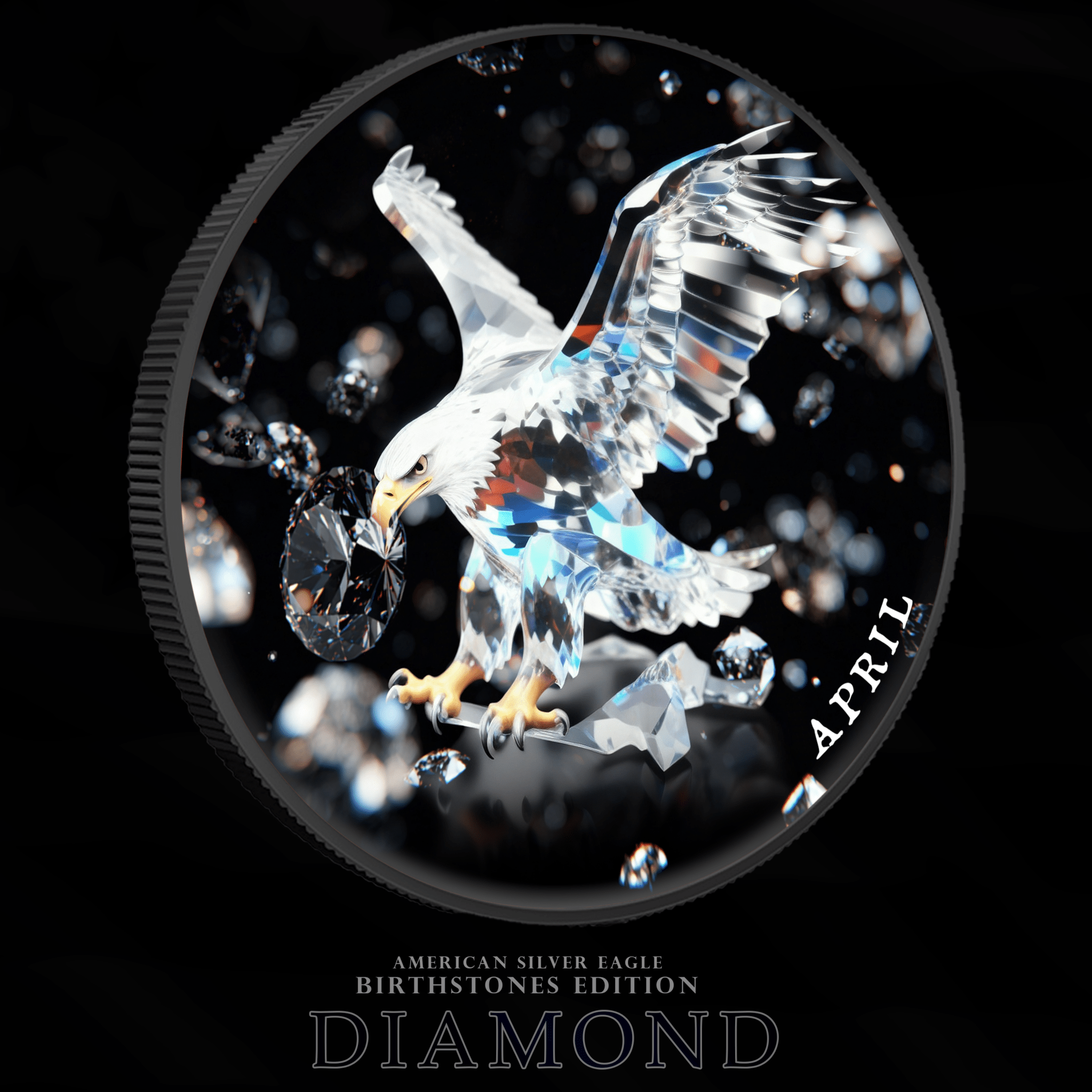 2025 Silver Eagle Month Series "Diamond Edition" 1oz Color Silver Coin - Captain’s Chest Bullion