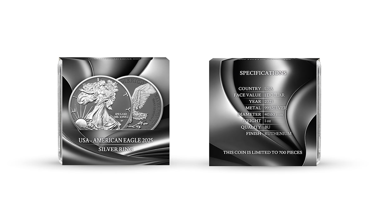 2025 Silver Eagle Silver Ring Edition 1oz .999 Silver Coin Colorized - Captain’s Chest Bullion