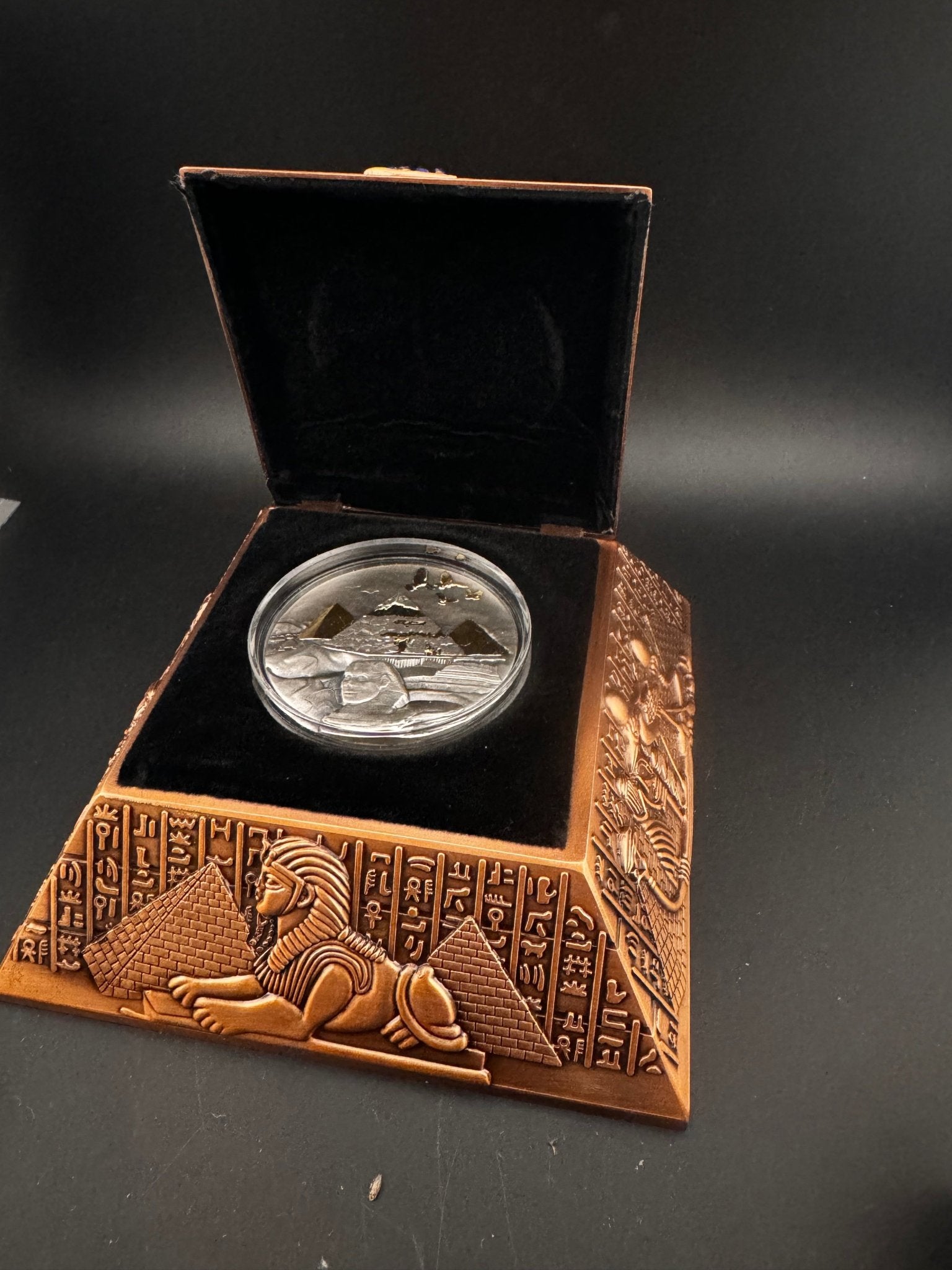 2024 Republic Tchad 50mm Pyramids at Giza 2oz Antique and GoldFlake Coin