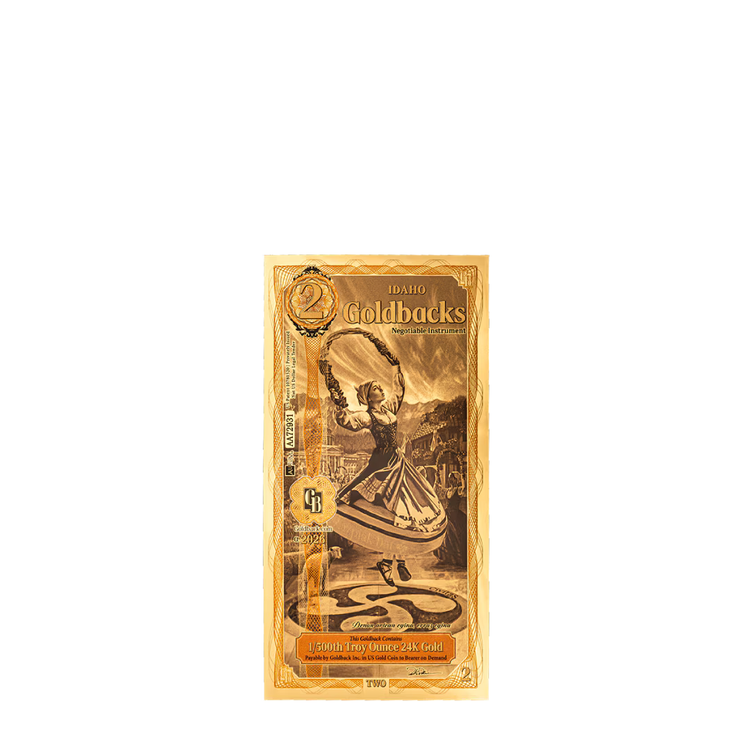 Idaho Alpha Series Goldback Foil Note 2 Gb .999 Gold