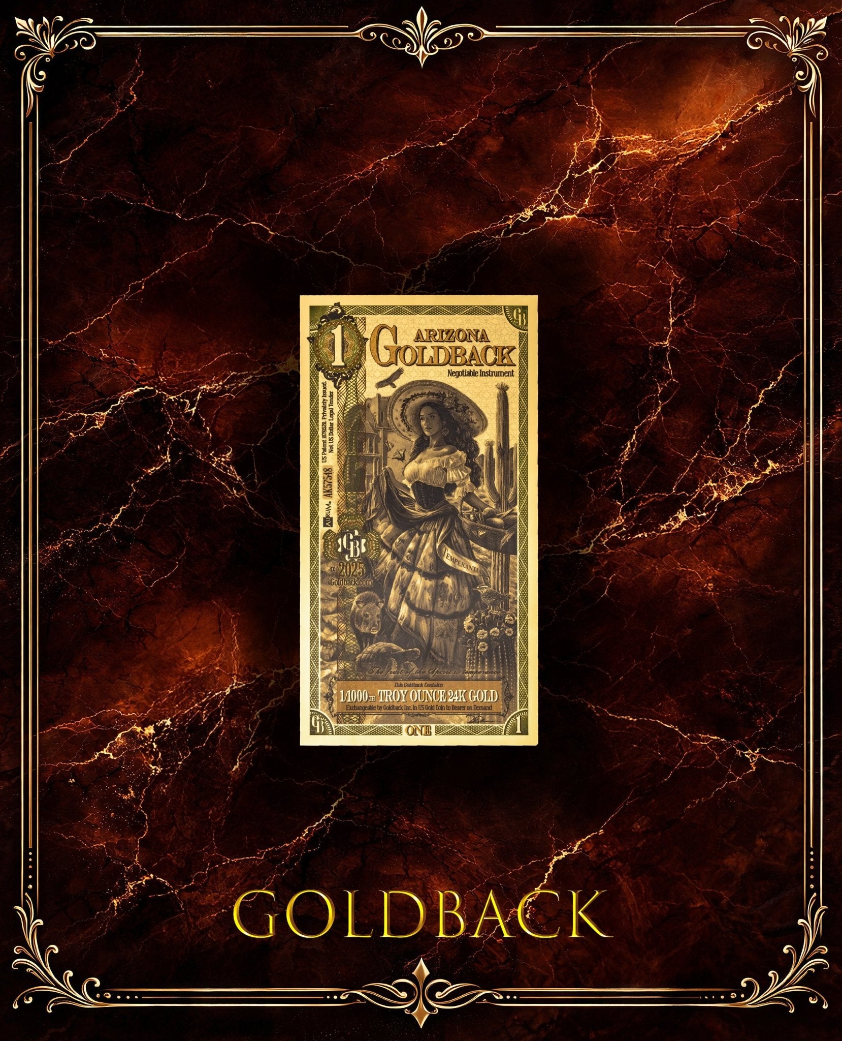 Goldback Marble Display Arizona 1 Gb - Captain’s Chest Bullion